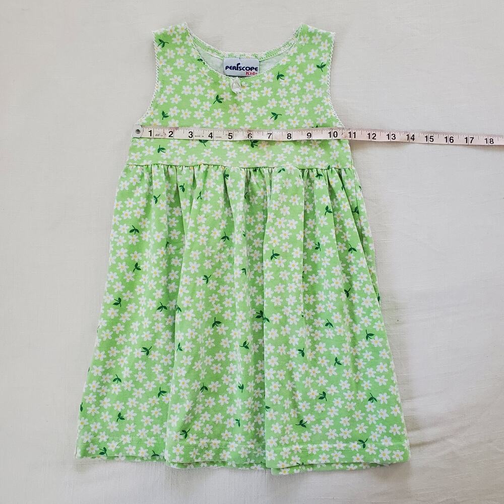 Vintage Green Daisy Sleeveless Dress 4t - Picture 5 of 7
